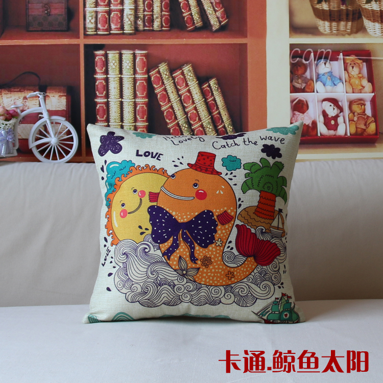 Đệm lanh dày cotton và ghế lanh thoải mái gối eo pad hoạt hình nhiều màu tùy chọn sofa văn phòng ôm gối gối trang trí sofa