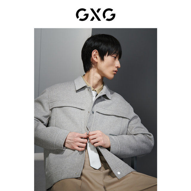 GXG men's plaid simple loose wool blended two-sided woolen short jacket men's 23rd winter ສິນຄ້າໃຫມ່
