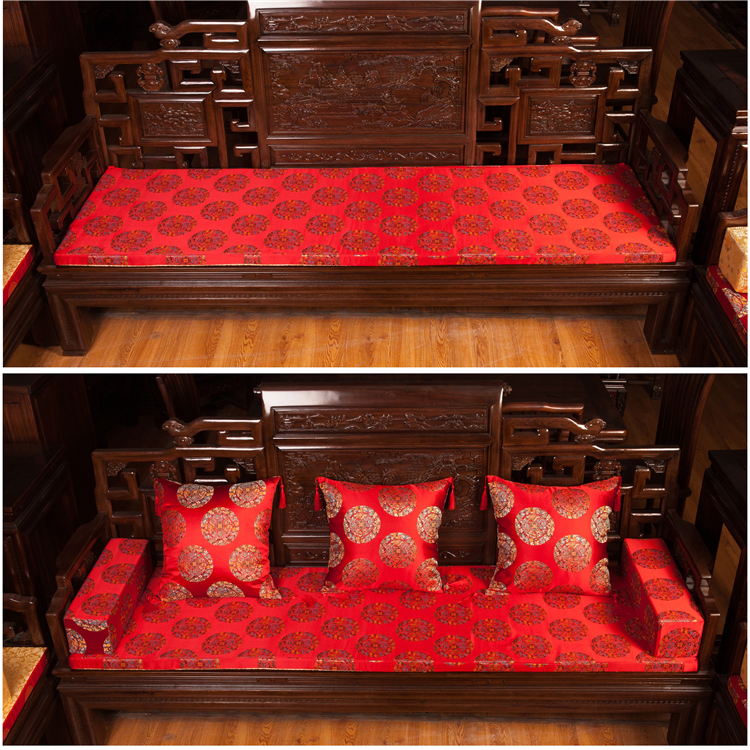 Mới Trung Quốc ghế ăn đệm gỗ gụ đồ nội thất giả cổ điển rắn gỗ sofa vòng ghế cửa sổ chống trượt bàn ăn và ghế đệm tùy chỉnh đệm ghế sa lông