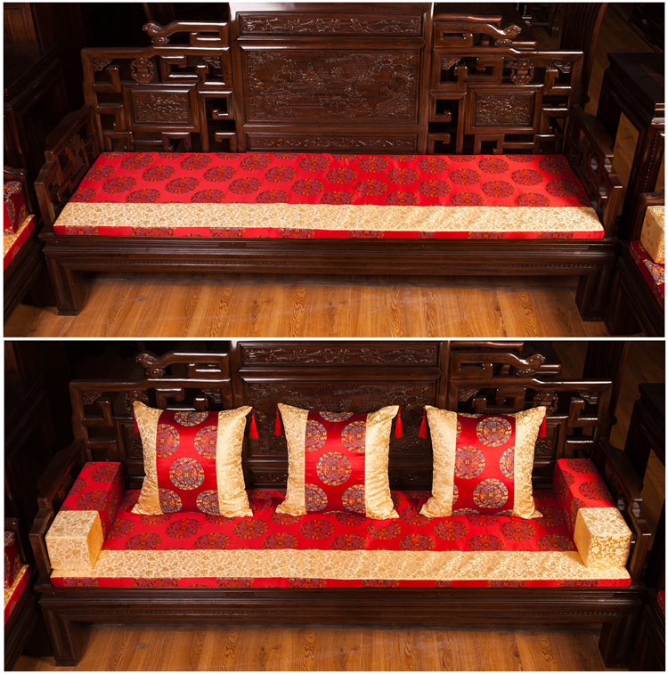 Mới Trung Quốc ghế ăn đệm gỗ gụ đồ nội thất giả cổ điển rắn gỗ sofa vòng ghế cửa sổ chống trượt bàn ăn và ghế đệm tùy chỉnh đệm ghế sa lông