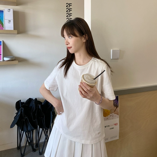 Японская белая футболка, лонгслив, с вышивкой, короткий рукав, коллекция 2023