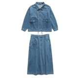 Весенний джинсовый комплект, асимметричная куртка, юбка, А-силуэт