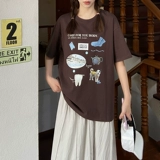 Наклейки, японская летняя футболка, короткий рукав