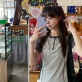 Дорожная короткая футболка с коротким рукавом, защита от солнца, с вышивкой, по фигуре