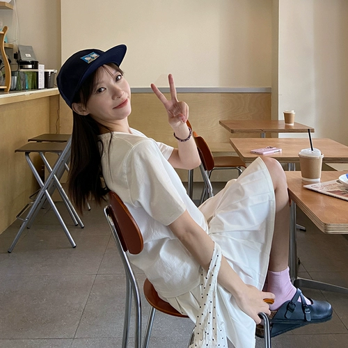 Японская белая футболка, лонгслив, с вышивкой, короткий рукав, коллекция 2023