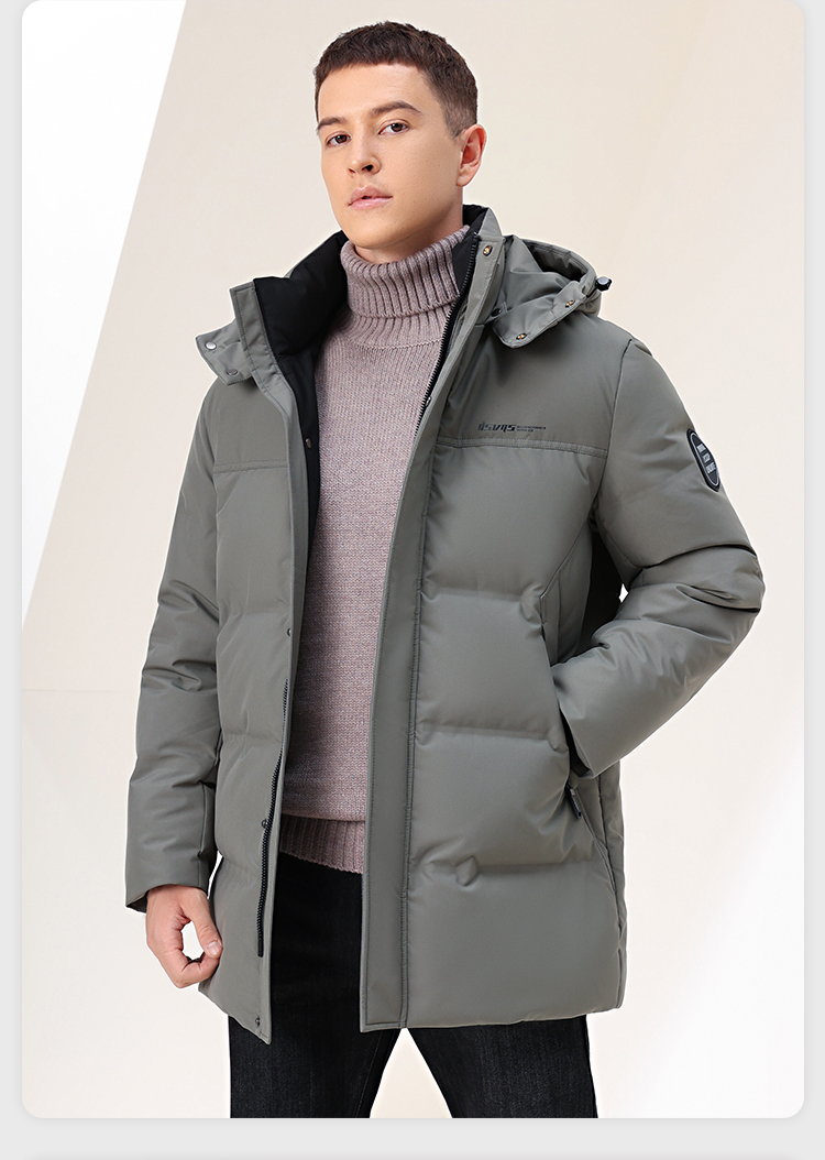 雪中飞 男士 鹅绒 中长款休闲连帽羽绒服 图16