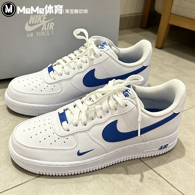 Nike 2026 Autumn New Men's Shoes Af1 Air Force One White and Blue Double Hook Low-Top Casual Sneakers Iv5732-100