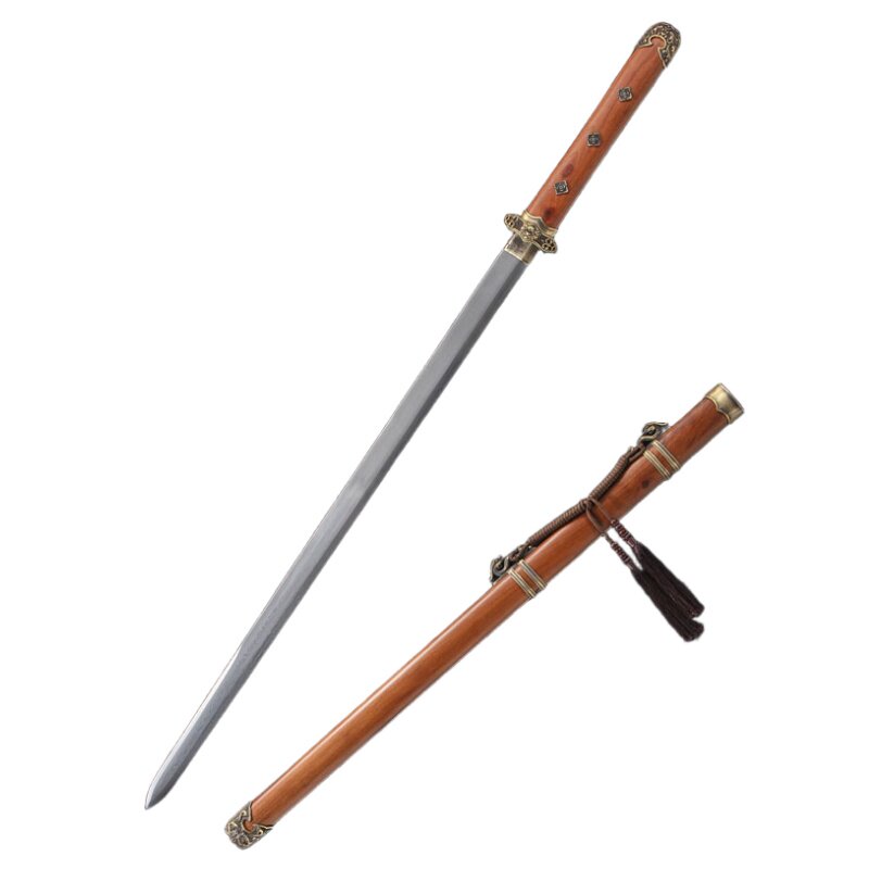 诸刃唐刀龙泉锻打唐横刀：古韵今风，一刀千金！酸枝木铜装百炼花纹钢