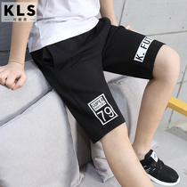 Boys shorts summer five-point pants in big children summer pants thin sports casual loose black 12-15 years old