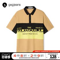 gxgjeans mens summer polo shirt mens short-sleeved street style trend contrast lapel casual T-shirt men