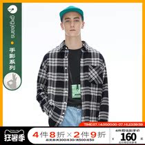 gxgjeans mens 2020 winter and autumn new item lapel long-sleeved shirt classic retro plaid long-sleeved shirt mens tide