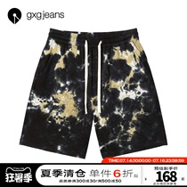 gxgjeans mens 2021 summer new knitted five-point shorts tie-dyed street style sports casual pants mens tide