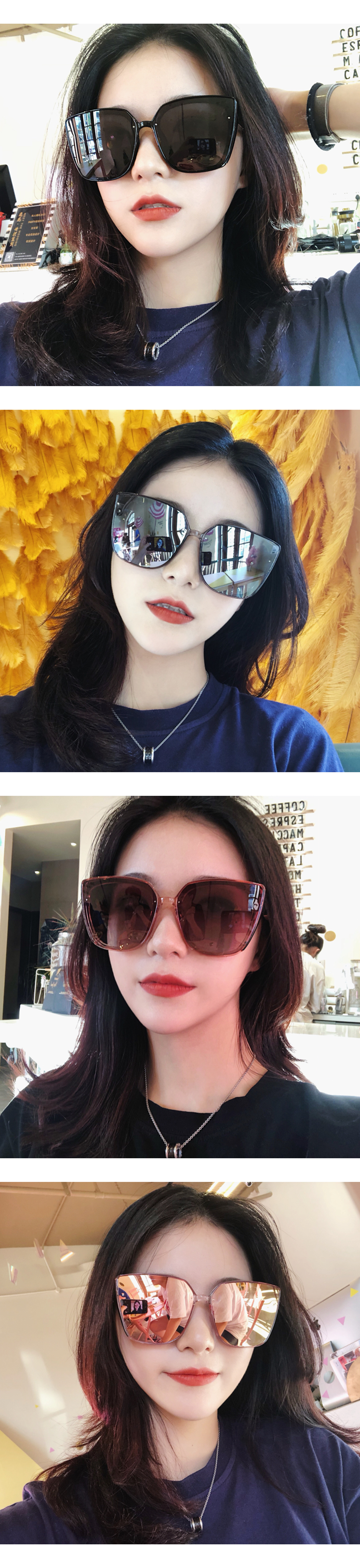 Kính râm đỏ đường phố nữ kính râm phân cực mới mặt tròn chống tia UV mặt mỏng thời trang kính lacoste