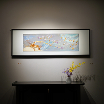 Modern light extravagant style flying yellow Tengda gold deer pure handmade Su embroidered embroidery painting sofa Background wall Living room Decorative Painting