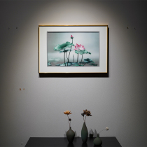 Oil painting style high-end embroidery decorative painting lotus handmade embroidery mother direct sales designer custom frame master works