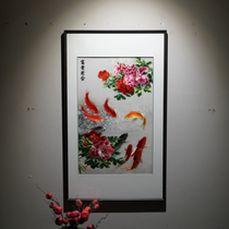 Large size New Chinese style rich and more than pure handmade Su embroidery embroidery Xuanguan gangway Corridor Living room Decorative Painting