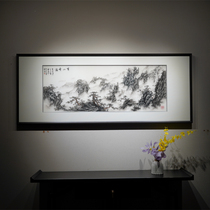 China Wind Atmosphere Landscape Pure Handmade Su Embroidered Embroidery Painting Sofa Background Wall TV Wall Book House Living Room Decoration Painting