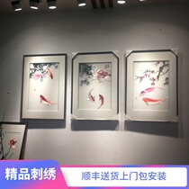 Su Xiu koi jumping wave new Chinese living room decoration painting finished sofa background Villa sample room hanging wall living room