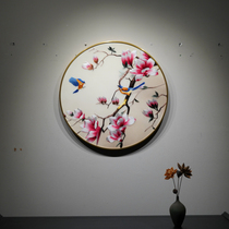 New Chinese style round pure handmade Su embroidery embroidery finished product with frame Xuanguan gangway corridor Decorative Painting Bag installation
