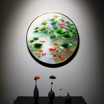 New Chinese style round pure handmade Su embroidery Embroidery Painting Finished finished with frame Xuanguan gangway Corridor Living room Decorative Painting
