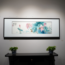 Pure Handmade Su Embroidered Lotus Flowers Clear Rhyming Photos New Chinese Style Sofa Background Wall TV Wall Living Room Decoration Painting