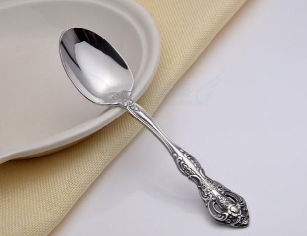 American Ou Nai 18-10 thép không gỉ Western muỗng gạo cổ điển muỗng ăn tối muỗng khắc cổ điển phương Tây bộ đồ ăn - Đồ ăn tối bộ chén đĩa cao cấp