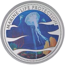 Palau 2002 Marine animal jellyfish refined colored commemorative bronze nickel alloy commemorative coins