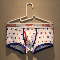 Mens Underwear Fashion Sexy Low Waist Cotton Boxer Youth Breathable Star Print Sports Boxer