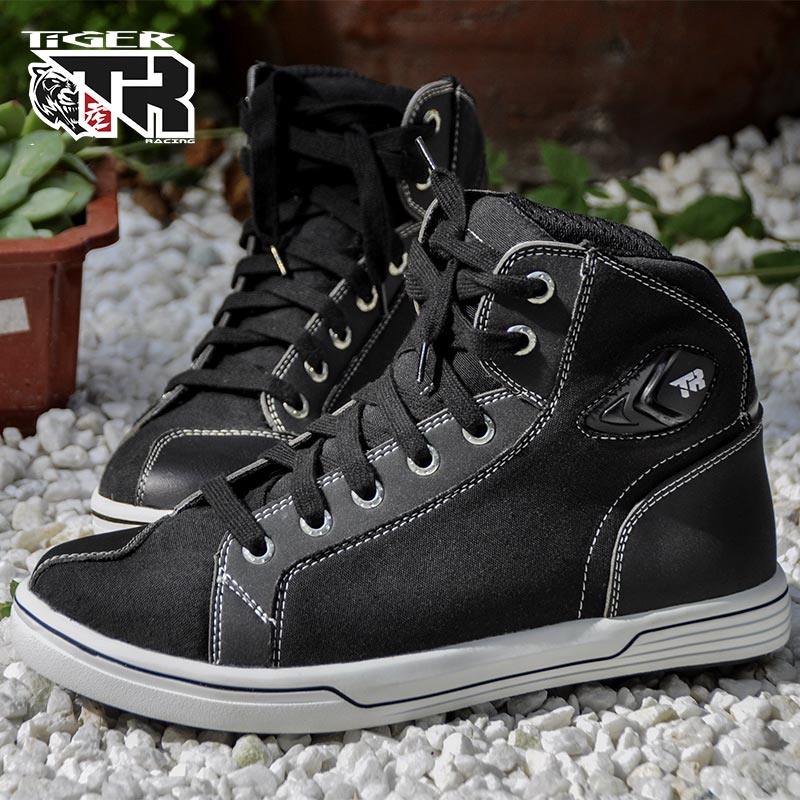 Hong Kong Tiger Locomotive Racing Men's Board Shoes Moron Casual Locomotive Shoes Autumn Winter Breathable Rider Short Boots