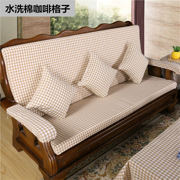 Sofa gỗ đệm với tựa lưng mùa đông gỗ gụ nội thất ghế gỗ gỗ mùa xuân và mùa thu ghế đệm bọt biển dày