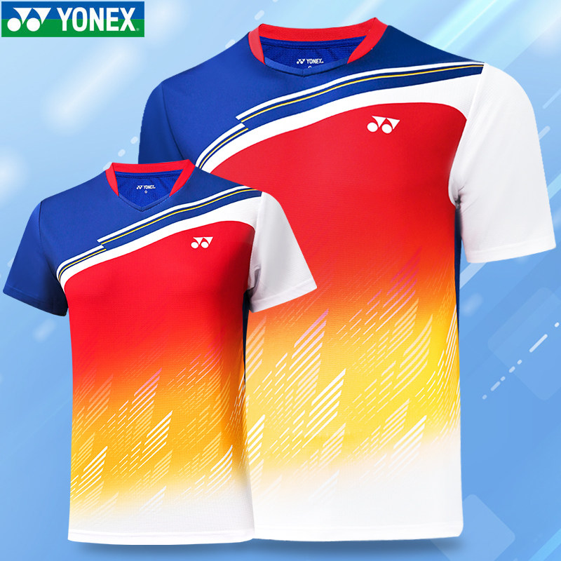 New Yunieks YY new badminton suit men and women short sleeves 110472BCR speed dry sportswear-Taobao