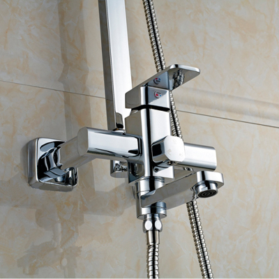 All-Copper Thickened Shower Faucet, Square, Three-Level Free Switching Water Distribution, with Bottom Outlet, Rotatable