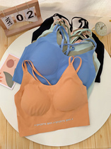 Realization of free nude-feeling integrated latex cup beauty back without steel ring lengthened motion yoga vest-style bra