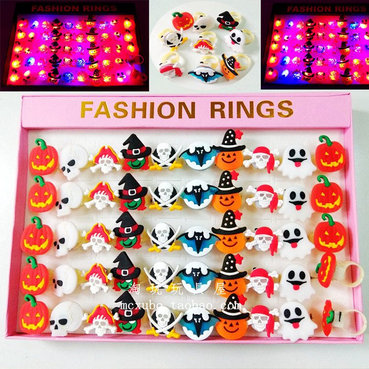 Halloween Flash Ring Light Skull Ghost Pumpkin Ghost Hair Light Ring Ring LED Light Toy Decorations