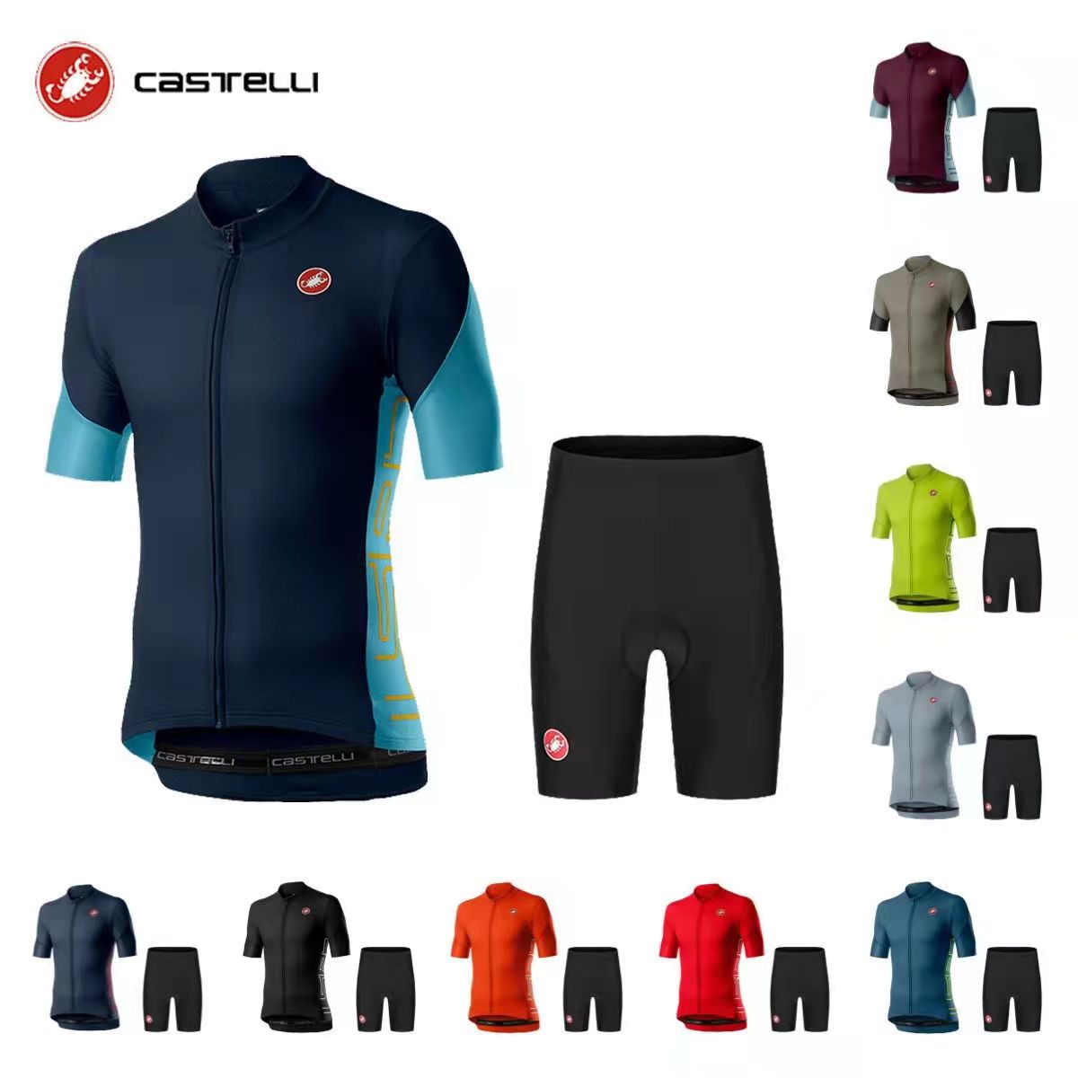 22 summer quick-drying scorpion brand short-sleeved top suit for men and women cycling clothing bicycle equipment breathable sponge cushion