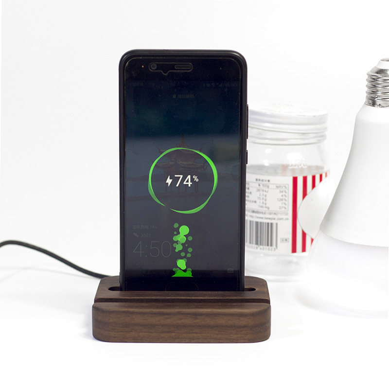 Suitable for iPhone Apple Android type-c universal black walnuts log gift custom charging mobile phone holder