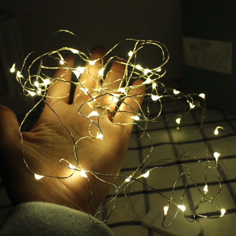 Creative DIY full Star Star Firefly copper wire lamp string Christmas tree Wish Bottle Room Decorated with button-containing battery