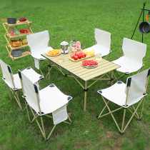 Outdoor Folding Table Chair Portable Egg Roll Table Ultra Light Picnic Table Barbecue Stall Camping Equipment Supplies Kit