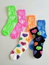 Strawberry Home Korea East Gate Smiley Face Rainbow Socks Womens Cotton Socks