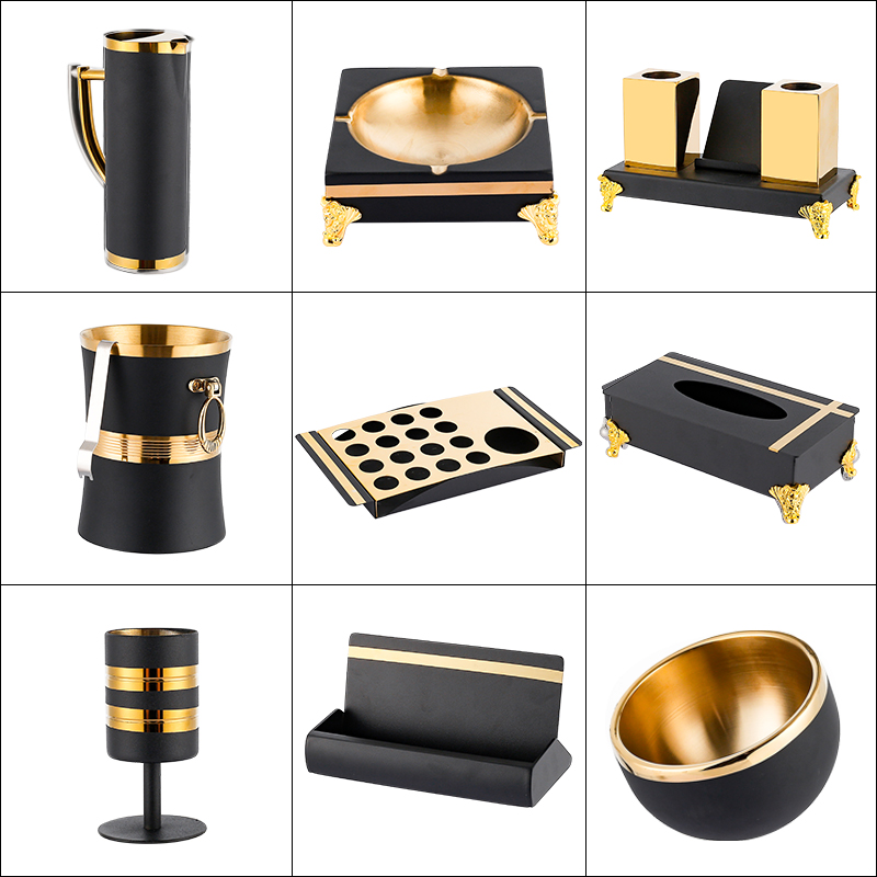 KTV station supplies full suite of high-foot plate luxury ashtray bullet cup frame stainless steel ice bucket bar