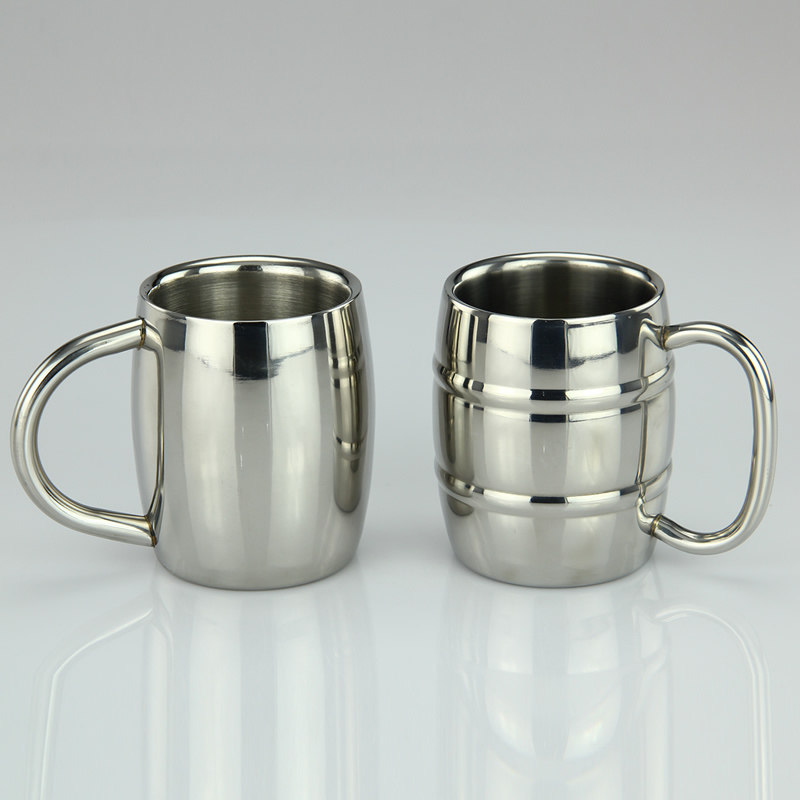 Thickened Stainless Steel Water Glass Double Milk Tea Cup Water Mug Tea Cup KTV Bar Beer Mug Resistant mug