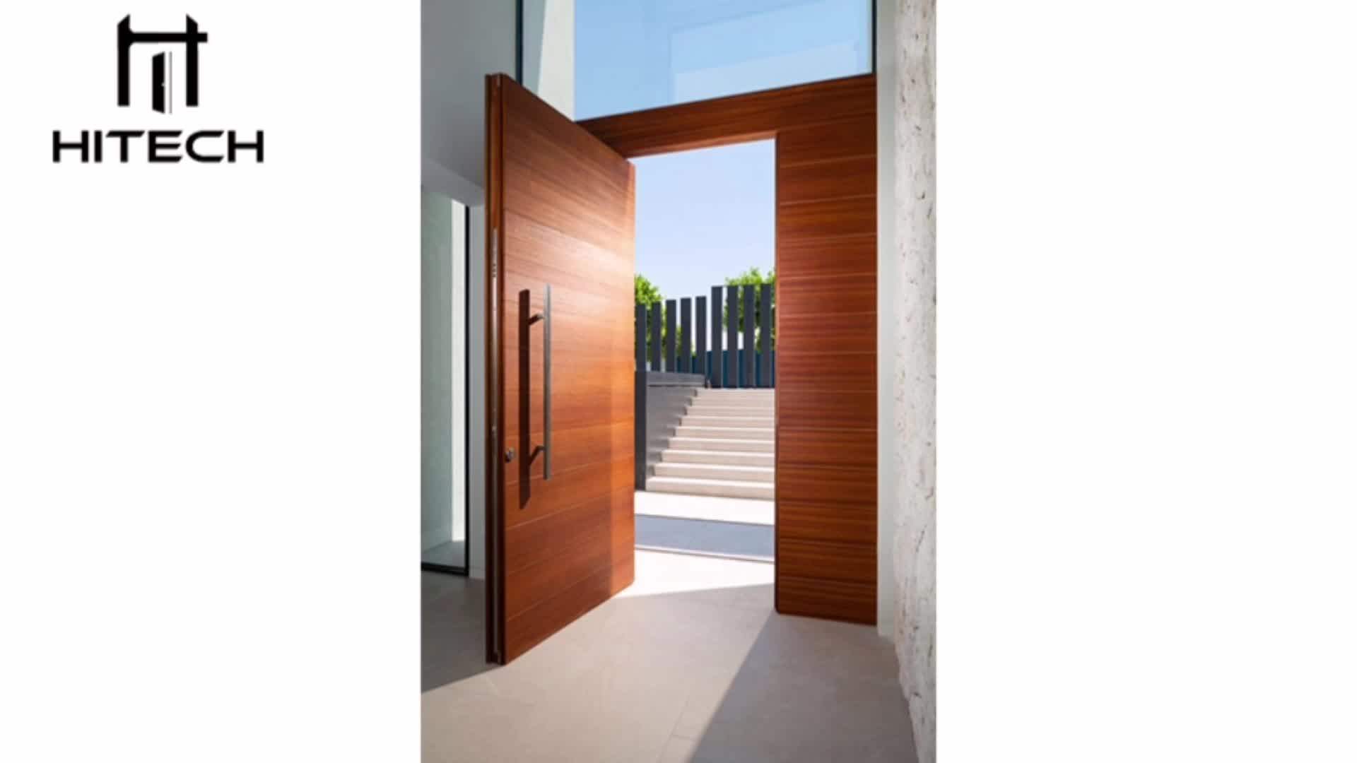 Hitech Black Luxury Design Wooden Slat Hidden Modern Entrance Pivot