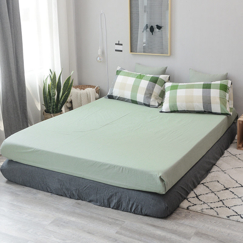 100% cotton pure color single bed cover bed cover washed cotton bedding 1 5m1 8m simple mattress cover