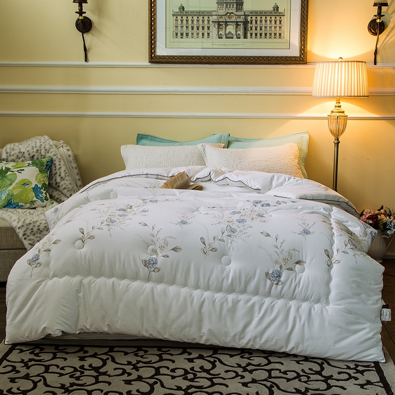 Full cotton fabric winter quilted with thickened spring and autumn quilt double quilt core 2 3m2 rice pure cotton fabric plume suede bedding