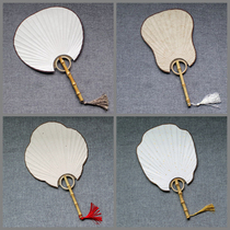 Rice paper ball fan bamboo root palace fan classical ladies palace fan blank calligraphy and painting creation double-sided half-ripe banana fan