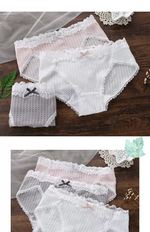 Năm đồ lót cotton một ngày miễn phí của phụ nữ cotton tinh khiết thoáng khí cô gái dễ thương ren tươi sinh viên quần sịp eo thấp - Tam giác