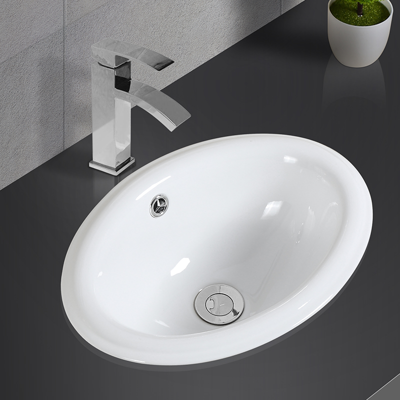 Hanzun Taichung basin Half-embedded ceramic washbasin toilet Home oval washbasin Single basin 7005-Taobao