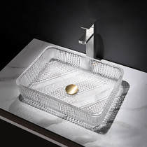 Glass Art Terrace Square Basin Home minimalist washbasin Wash Wash Basin Light Lavish Small Family Type Single Balcony Bathroom