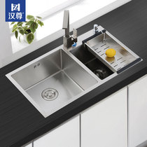 304 stainless steel single double tank washing basin dishwashing basin Home Large-floor pool thickened kitchen integral embedded