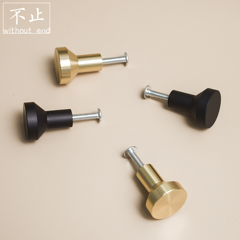 Gold brass small handle Modern minimalist wardrobe overall cabinet drawer Pure copper small handle Black round handle